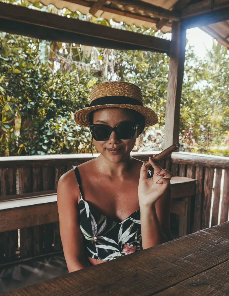 me smoking a cigar in Vinales valley