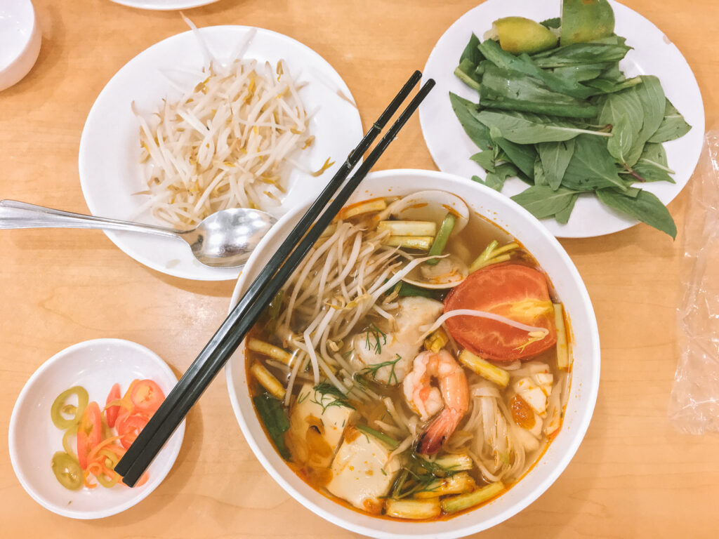 seafood noodle soup in Vietnam 