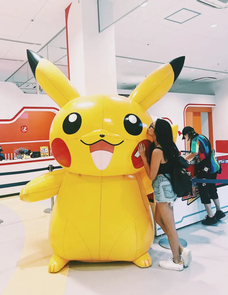 a giant pikachu at the pokemon center in osaka