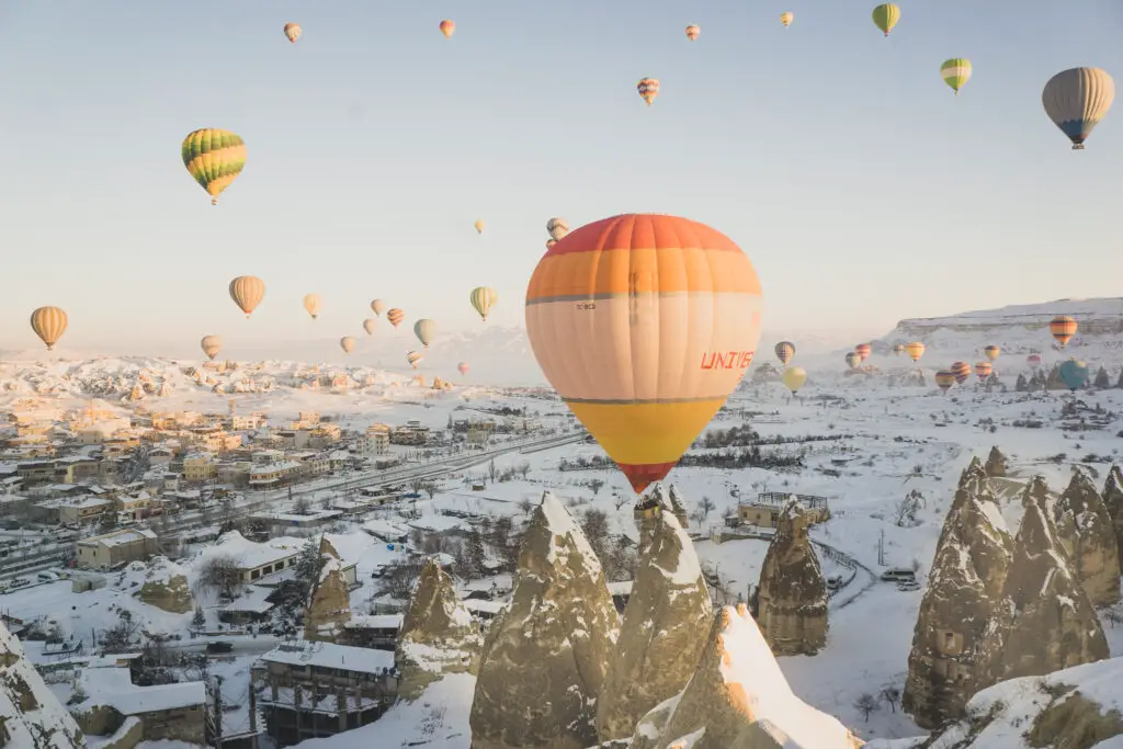 hot air balloons over cappadocia