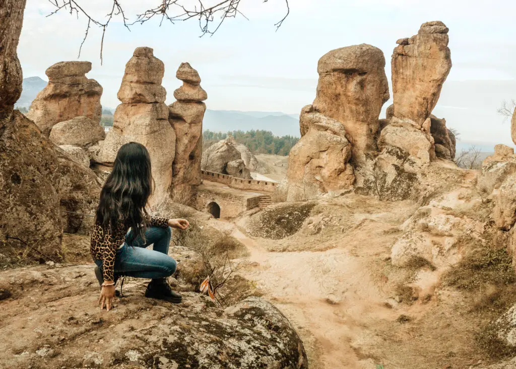 a girl visiting belogradchik fortress