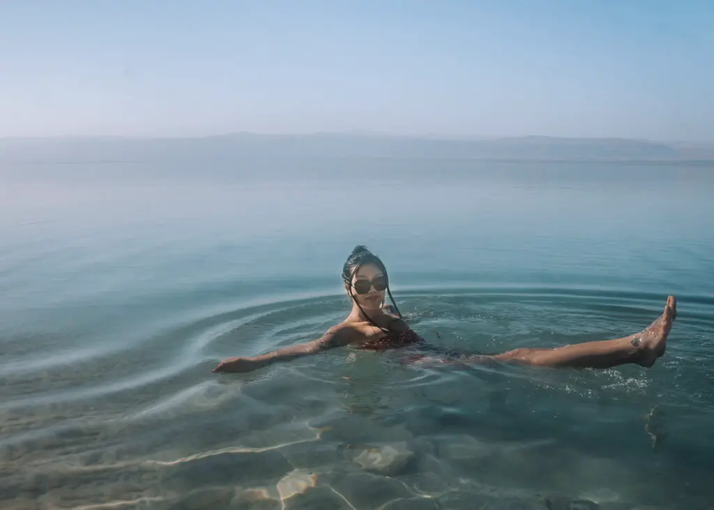 a girl at the dead sea during 1 week in jordan