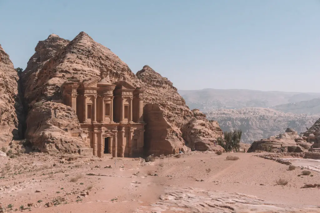 the monastery in petra in jordan on a sunny day