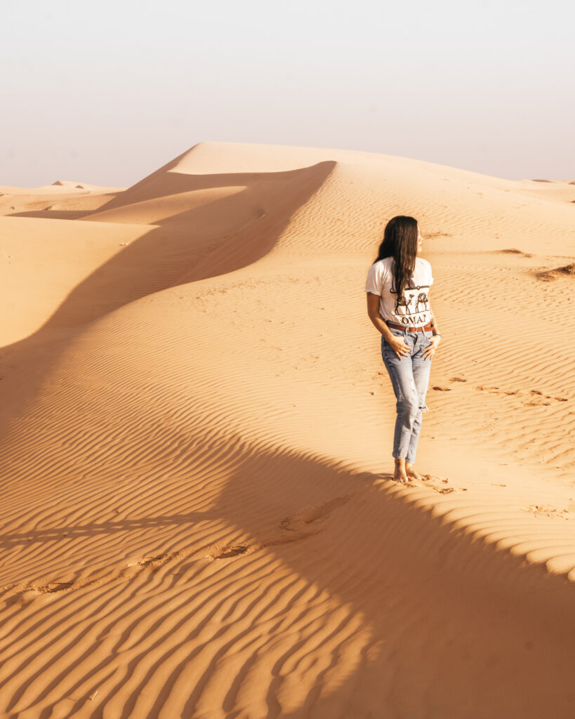 a girl at wahiba sands desert