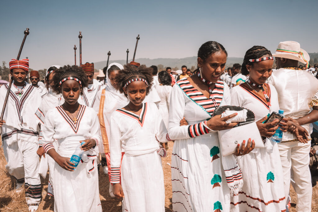 people in the parade at timkat in addis ababa