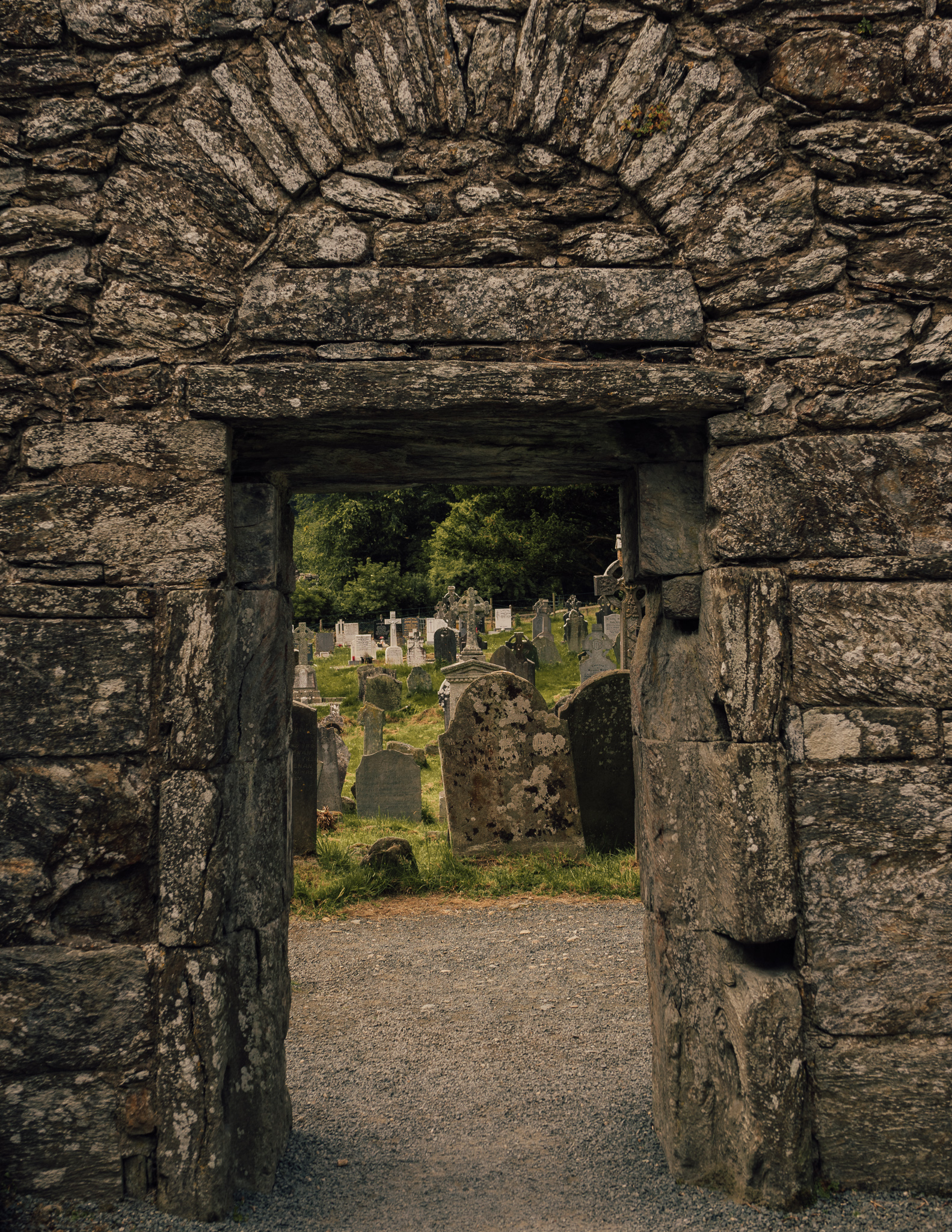 a cemetery in Glendalough Valley in Ireland