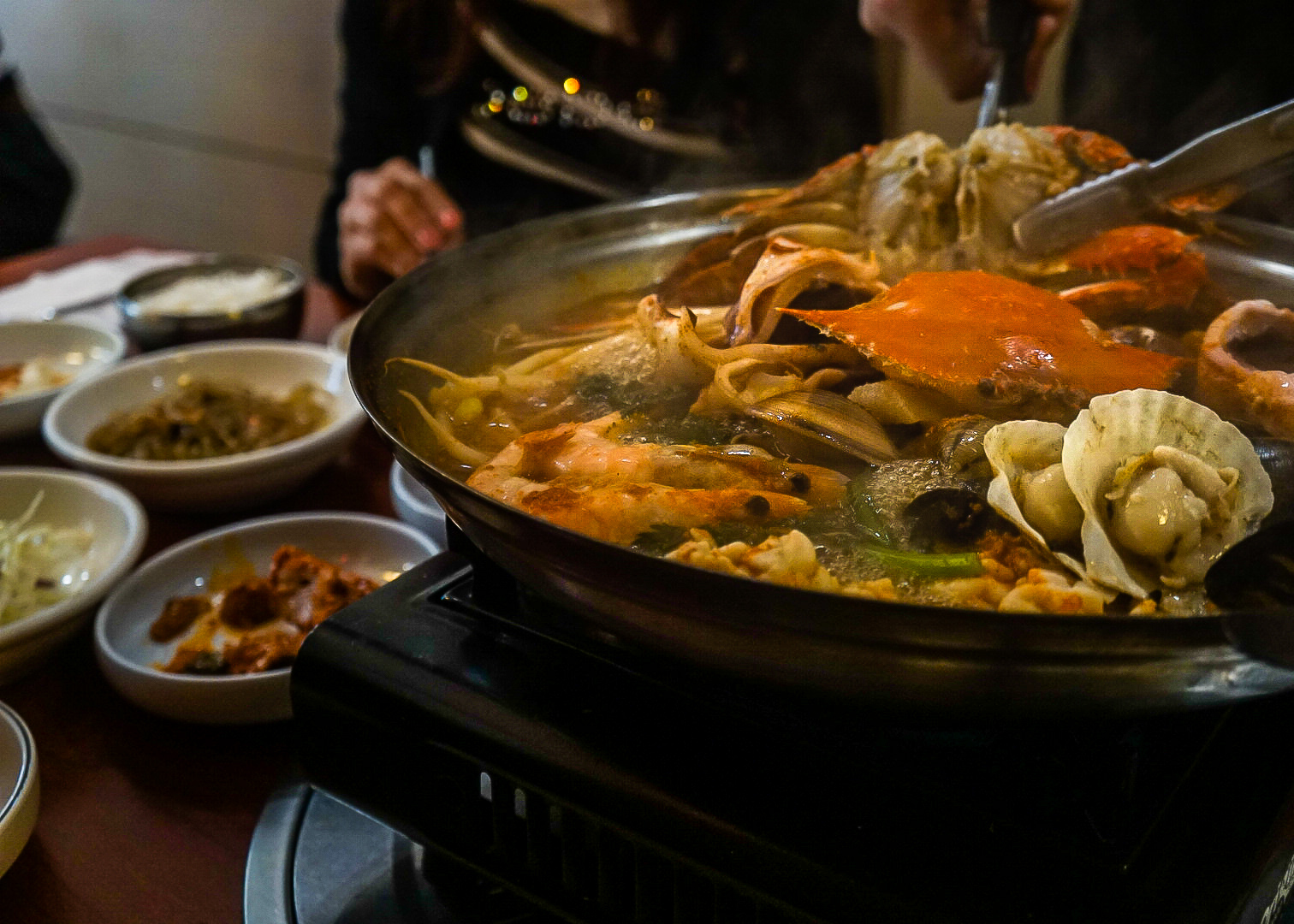 a seafood hotpot meal in Busan, south korea