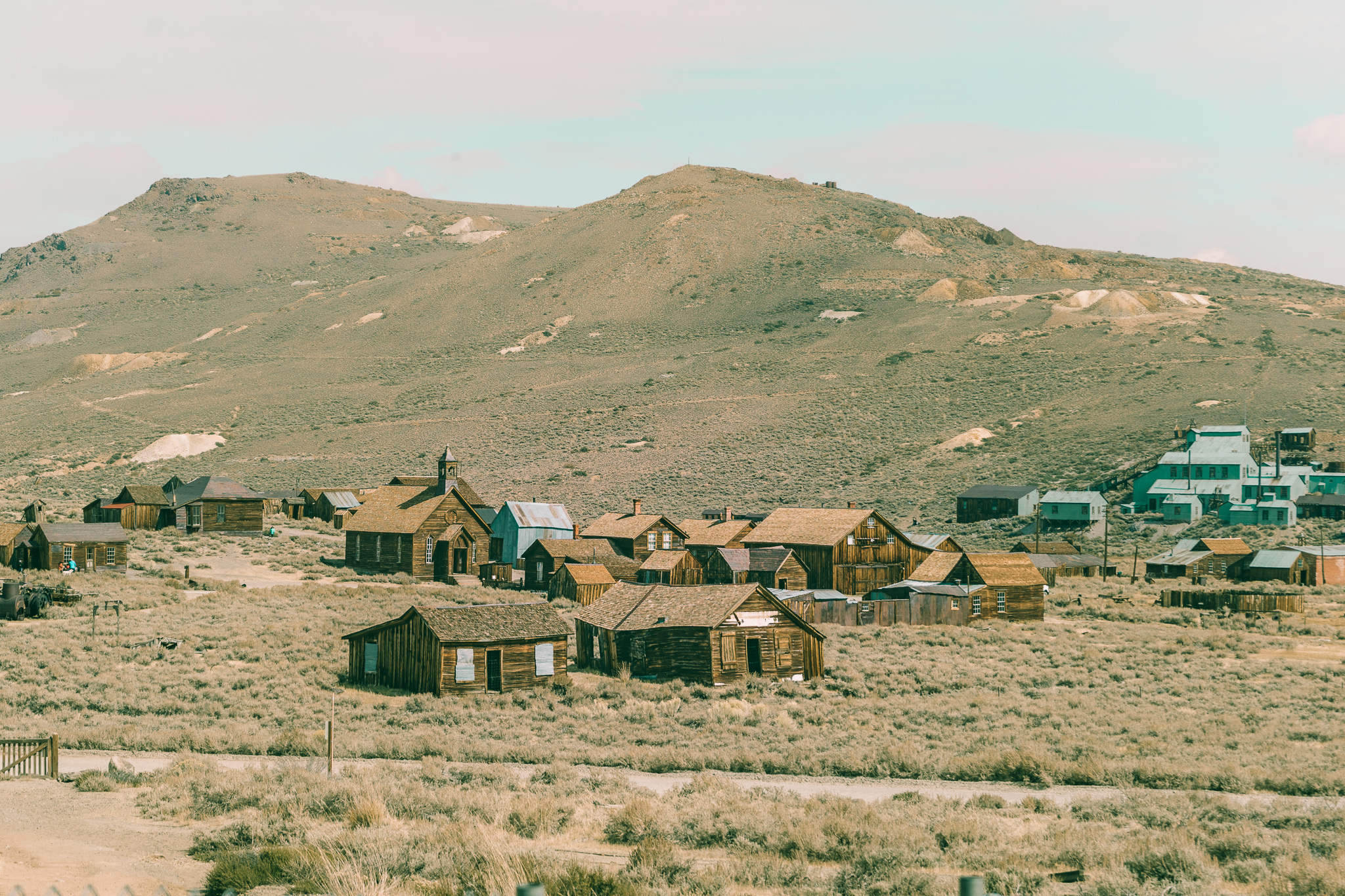 view of Bodie Ghost Town from the cemetery