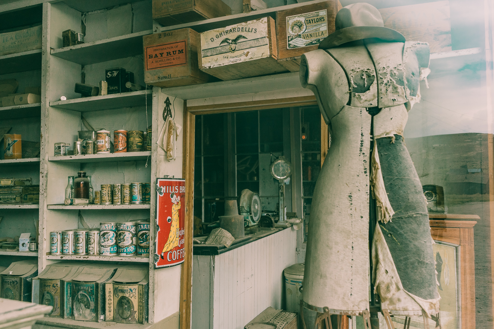 Vintage goods in Boone Store & Warehouse in Bodie Ghost Town