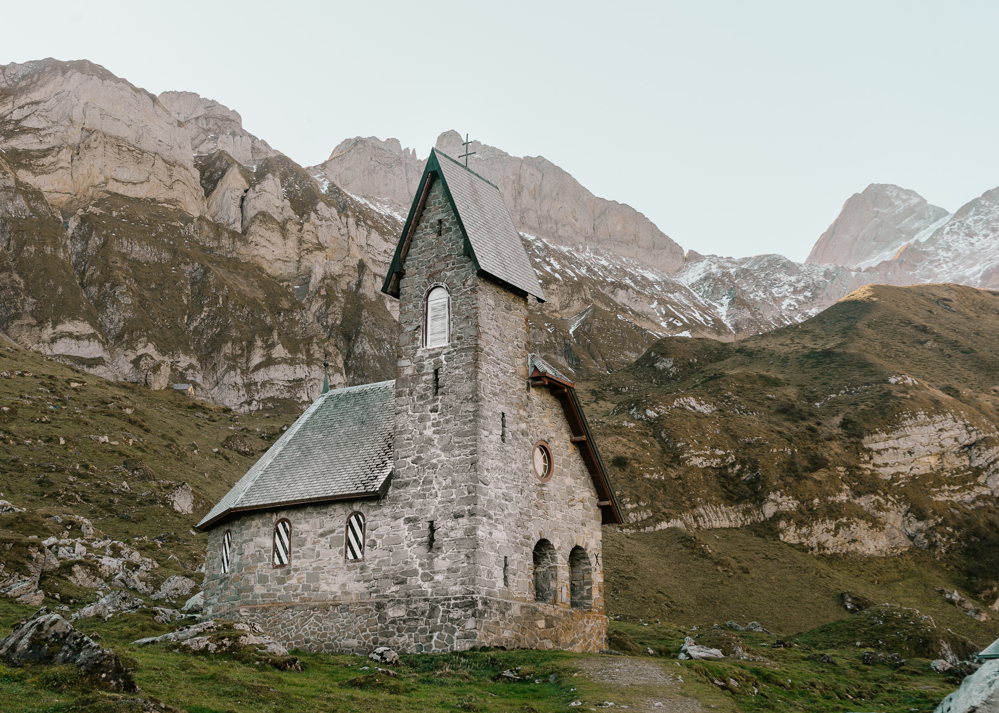 A stone church in Megaslip Hamlet in Alpstein