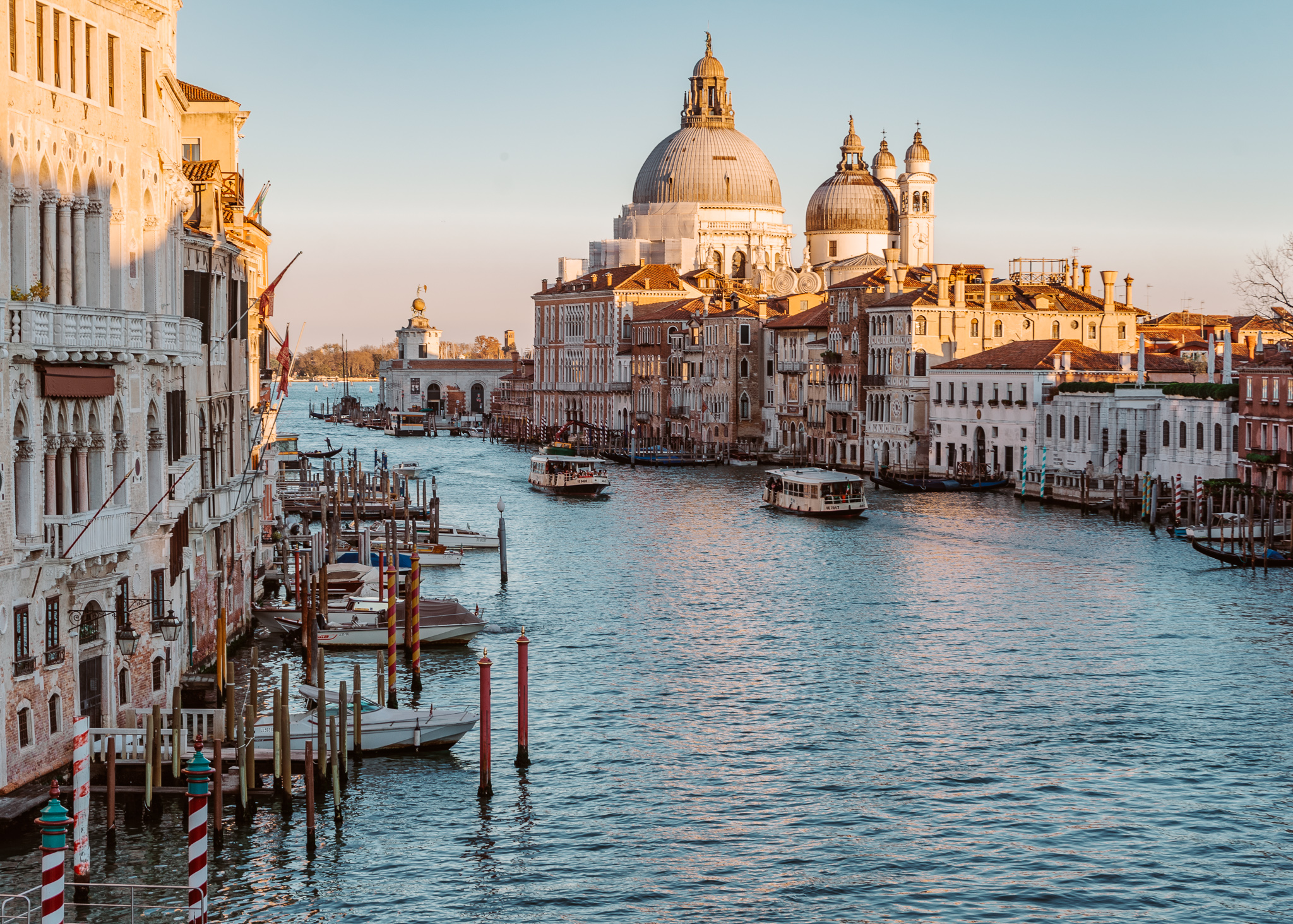 view of the grand canal from Ponte dell'Accademia at sunset 
