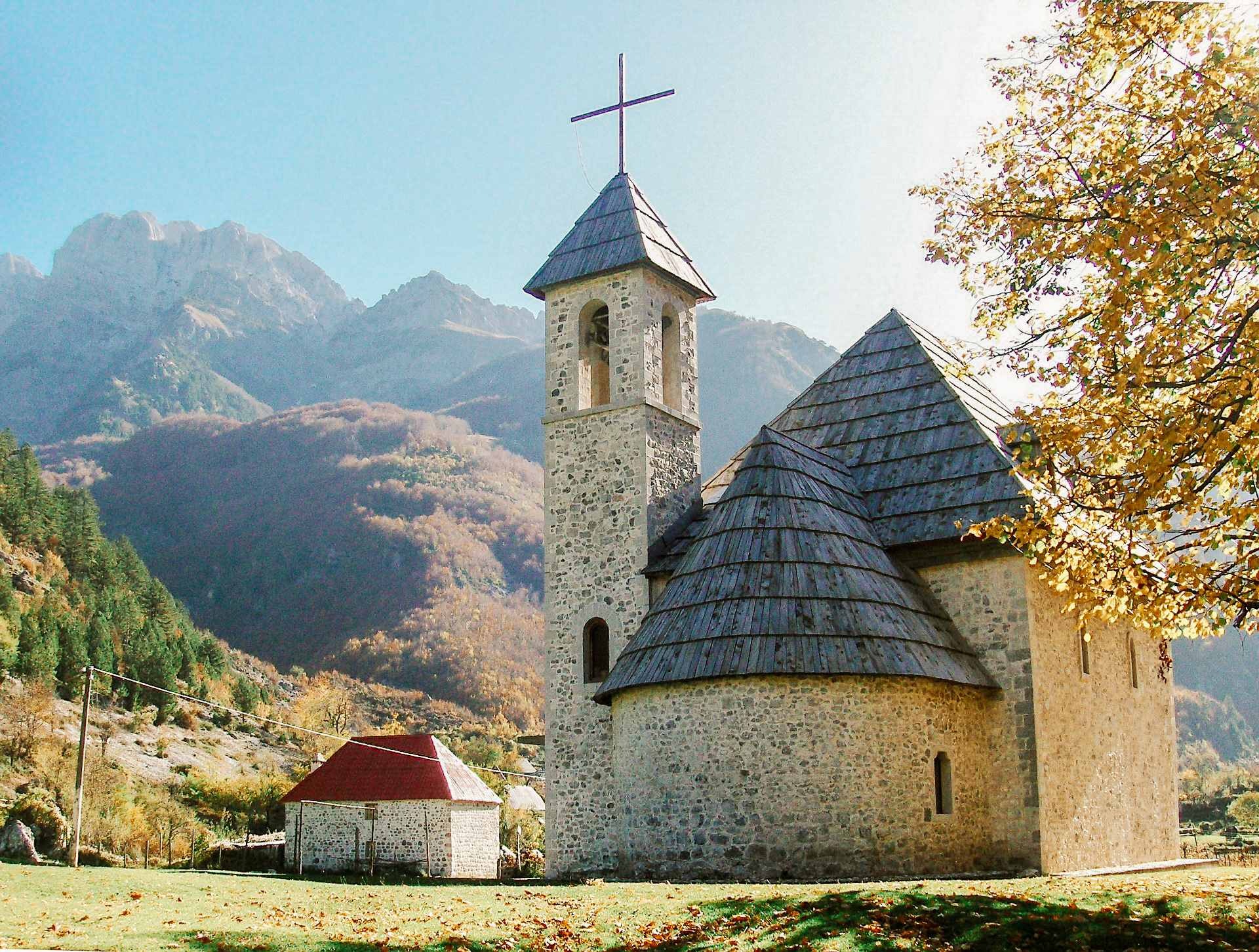 Theth Church in Theth village on the theth to Valbona trail