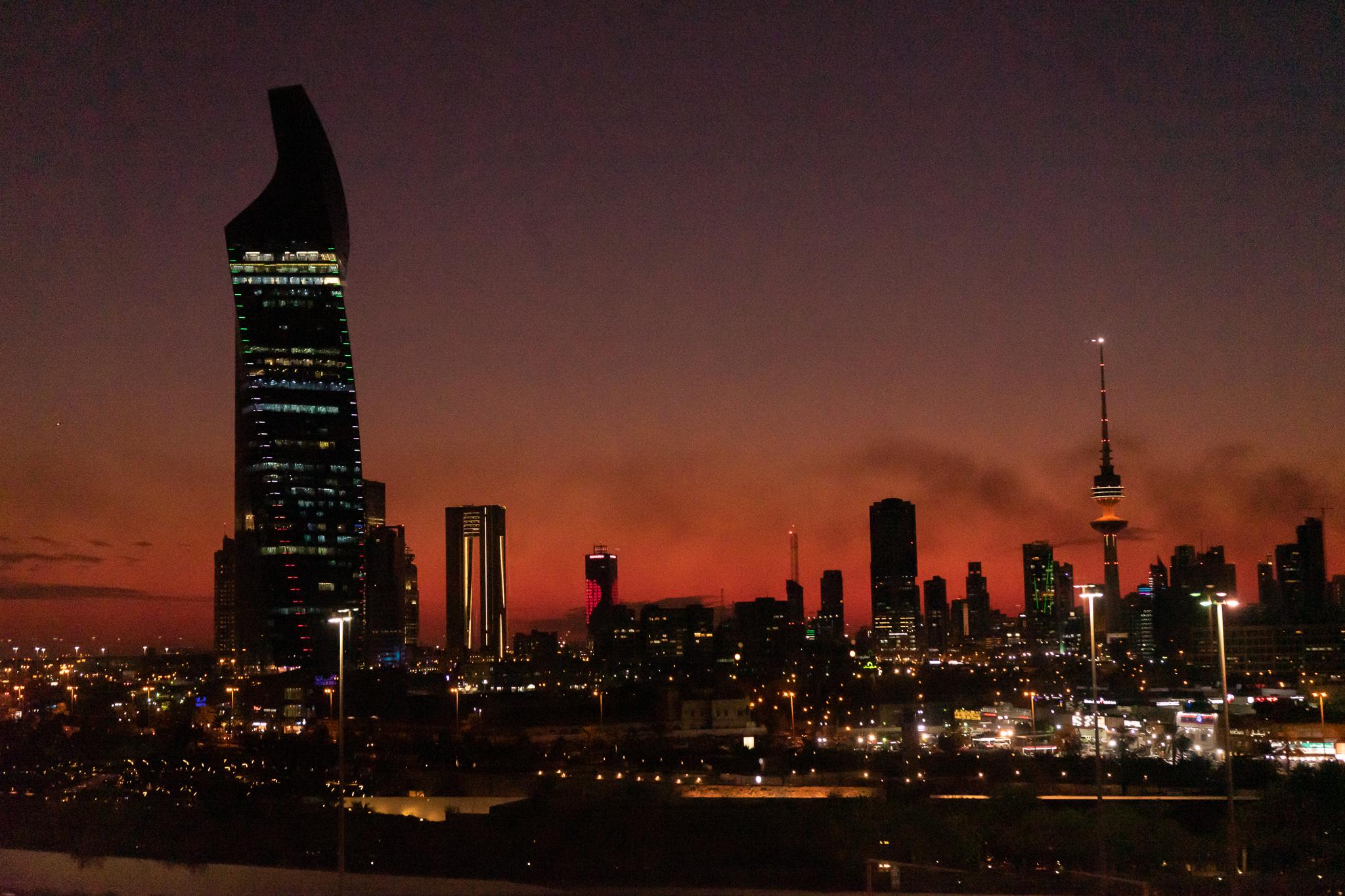 view of Kuwait lit up at night