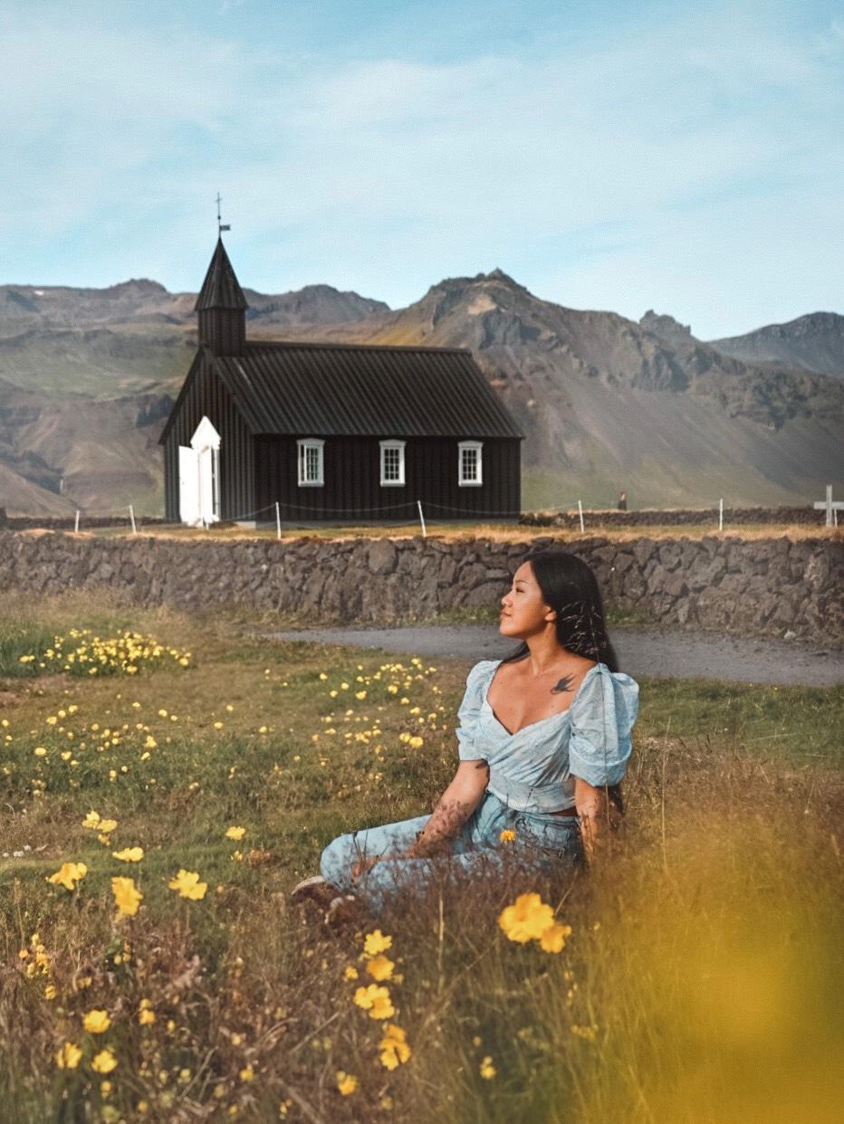 Black Church in Iceland in summer