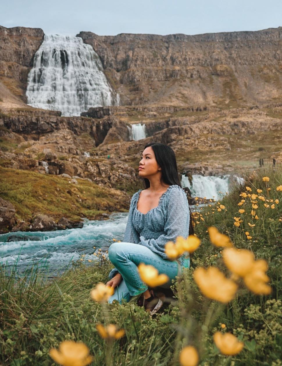 Dynjandi waterfall Iceland in summer