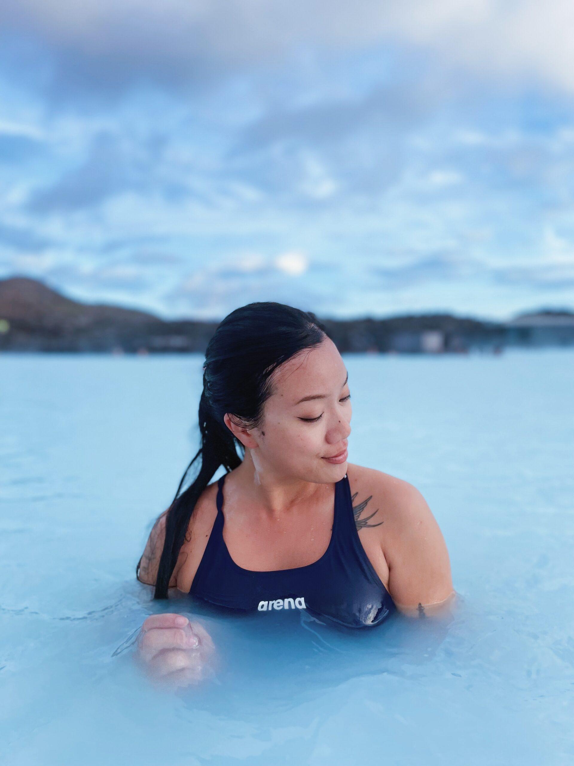 A woman at the Blue Lagoon in Iceland.